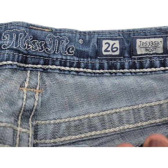 Miss Me Jeans Women 26 Boot Western Blue Denim Boho Bling Y2K Hip Hop JP5335b7 - Picture 8 of 10